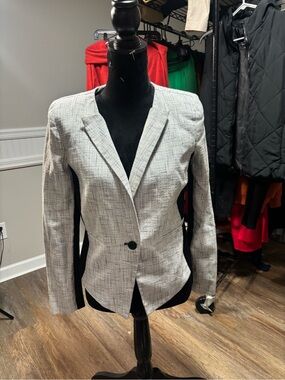 Massimo Light Gray Textured Single-Button Blazer